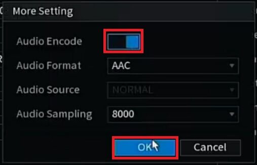 تنظیم ضبط صدا دوربین در دستگاه ضبط داهوا