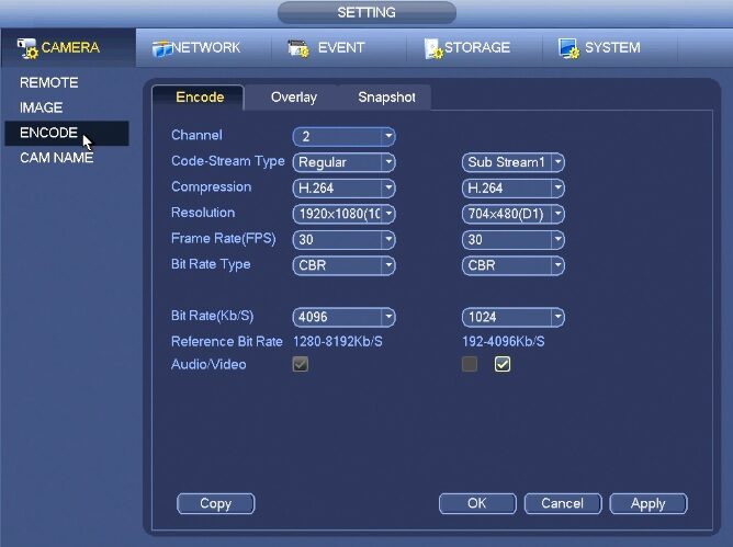 تنظیم ضبط صدا دوربین در دستگاه ضبط داهوا