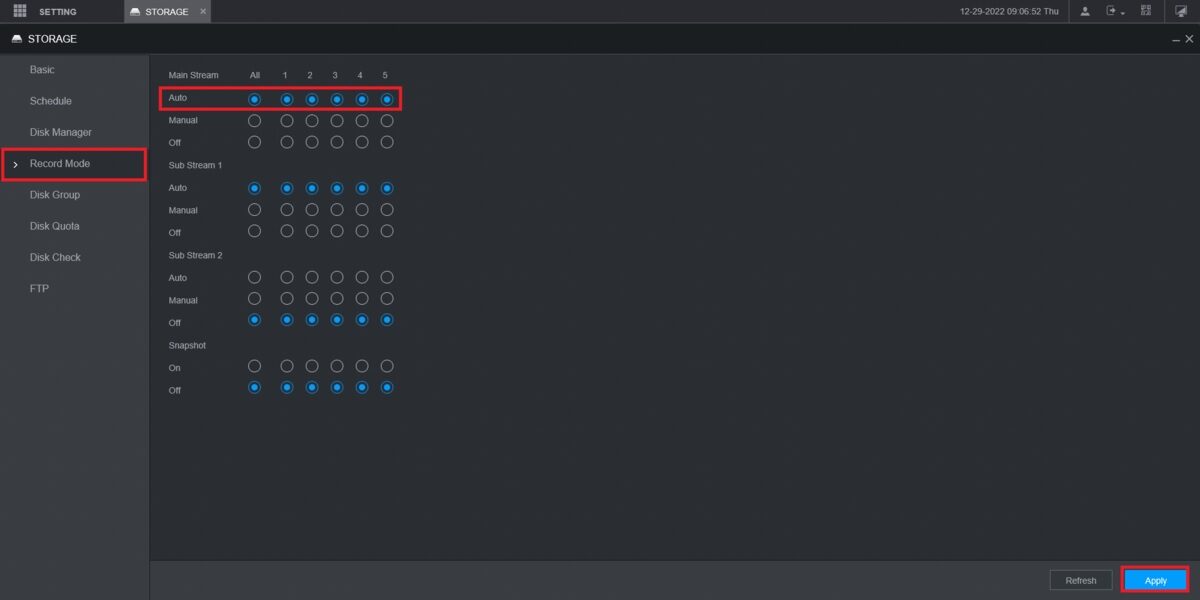 تنظیم ضبط موشن دتکشن دوربین داهوا