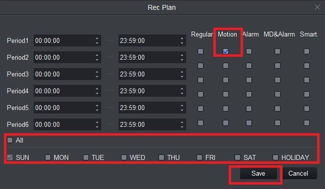 تنظیم ضبط موشن دتکشن دوربین داهوا