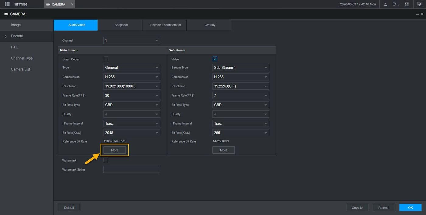 تنظیم ضبط صدا در دوربین مداربسته داهوا