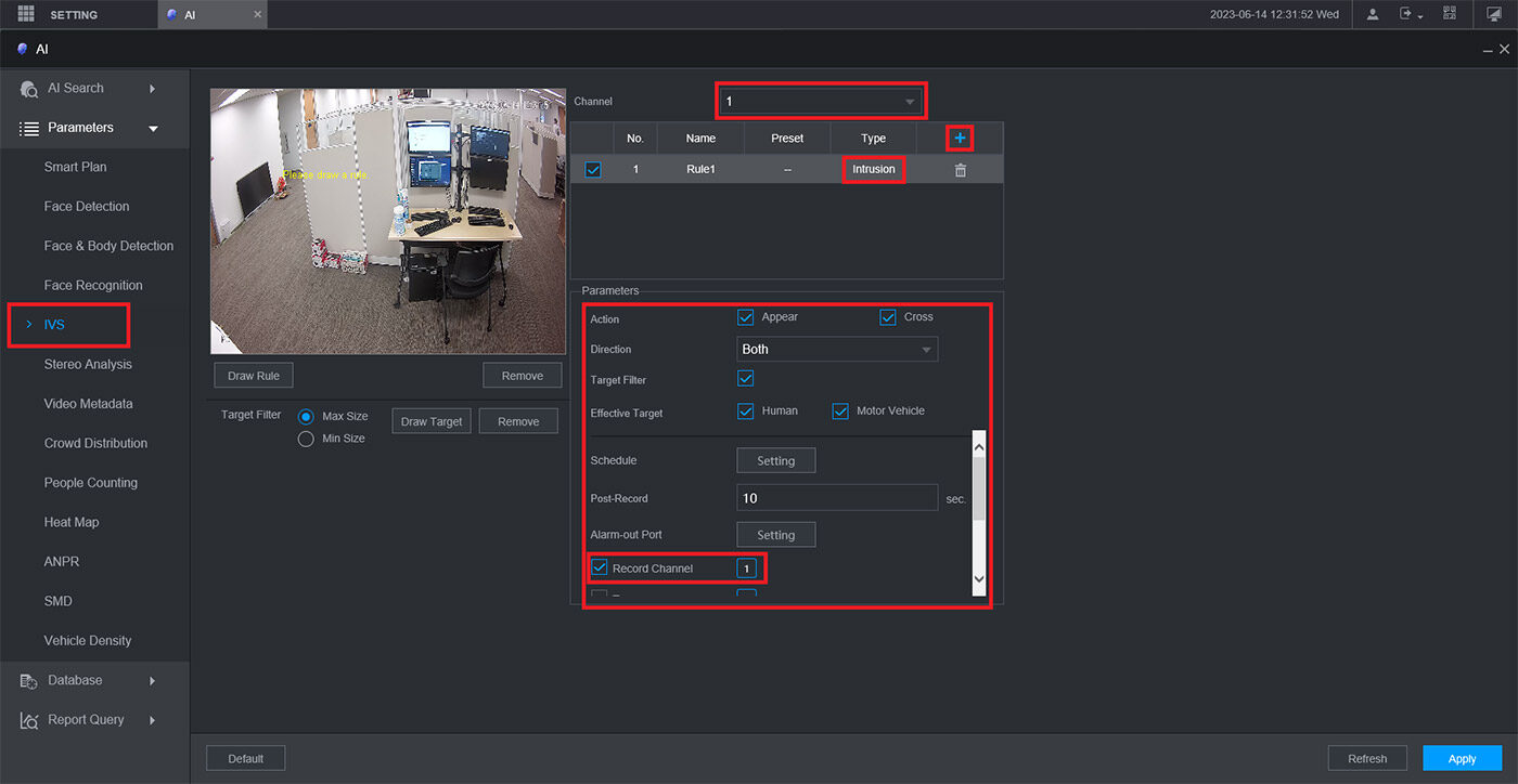 تنظیم تشخیص هوشمند در داهوا