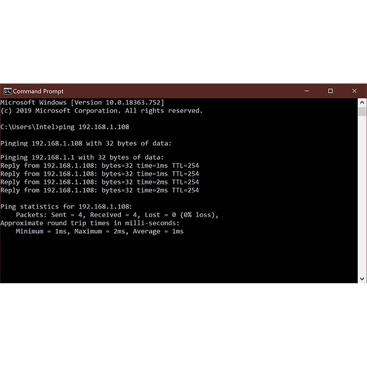 تست پینگ دستگاه ضبط