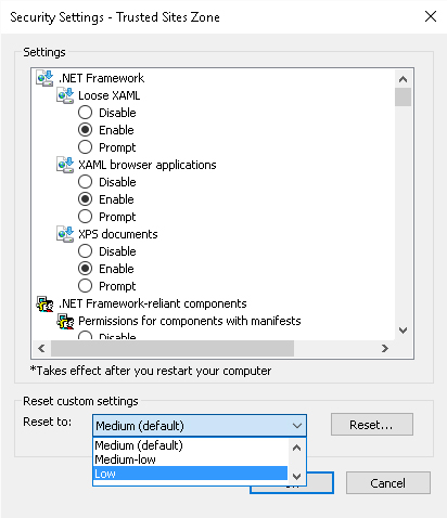 نوع ریست تنظیمات