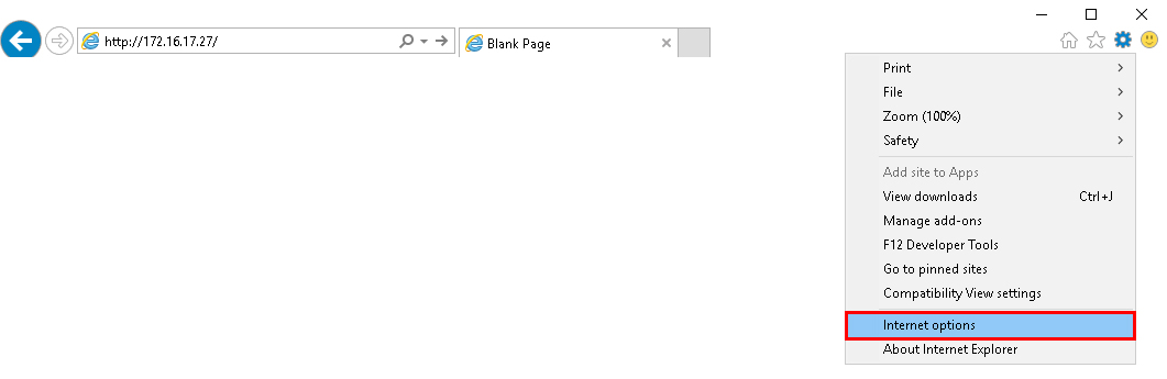 گزینه Internet options