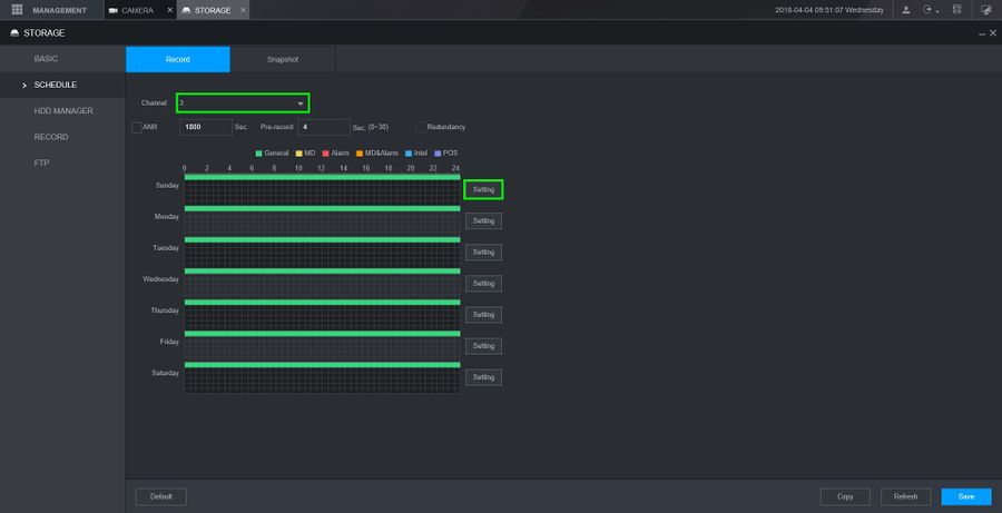 زمانبندی روز مورد نظر