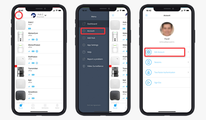 بروزرسانی مشخصات حساب