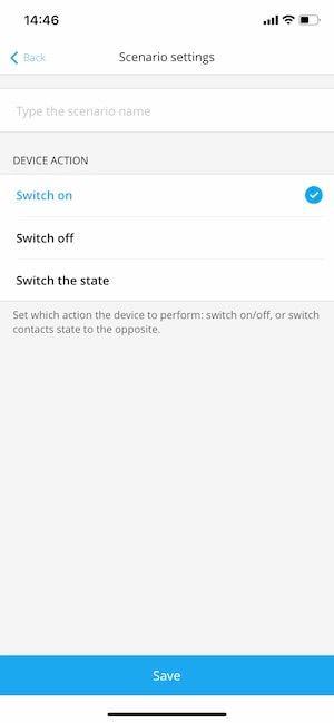 انتخاب نوع عملکرد در سناریو