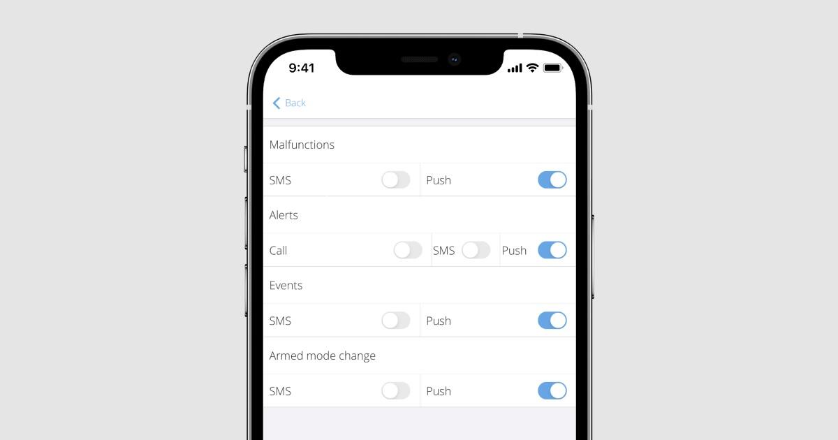 اعلان آلارم‌ها در اپلیکیشن